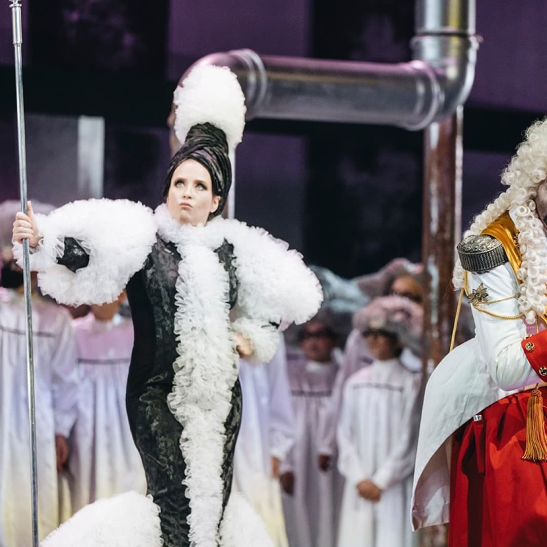 Maria Vasilevskaya as Mrs. Bone, the lady-in-waiting to Scharada, Joel Allison as Tartarus, and Byung Gil Kim as Avernus
Nancy Jesse