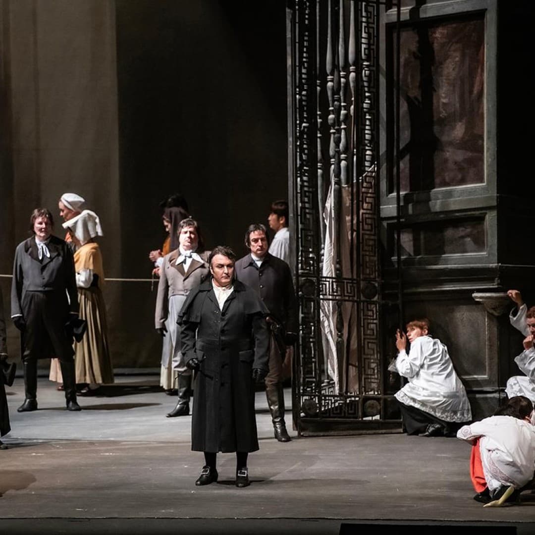 Jörg Schörner as Spoletta, Ludovic Tézier as Scarpia et al.