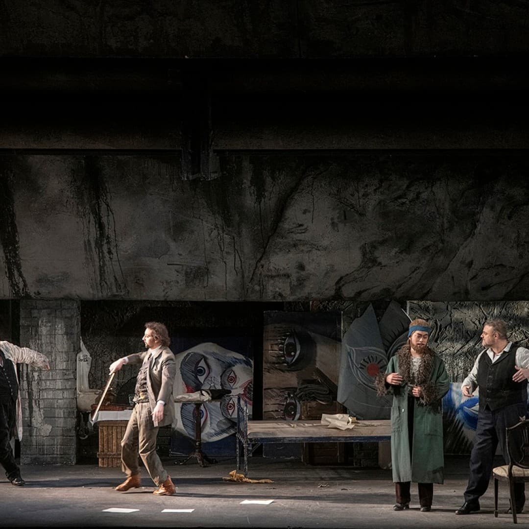 Joseph Calleja as Rodolfo, Joel Allison as Schaunard, Markus Brück as Marcello, Byung Gil Kim as Colline
Bettina Stöß