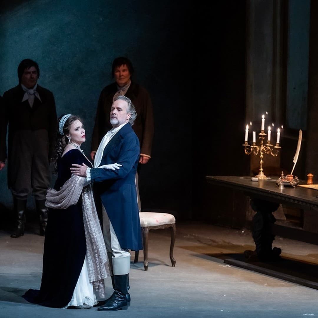 Carmen Giannattasio as Tosca, Martin Muehle as Mario Cavaradossi, Ludovic Tézier as Scarpia