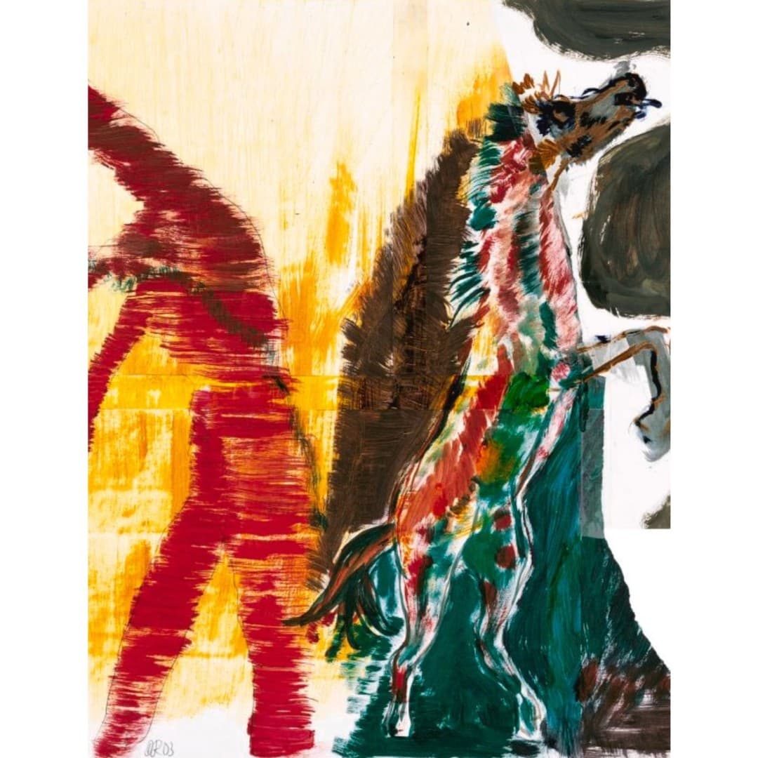Daniel Richter Horst 2003 Bleistift, Oel, Tesa auf Papier 425 x 383 cm