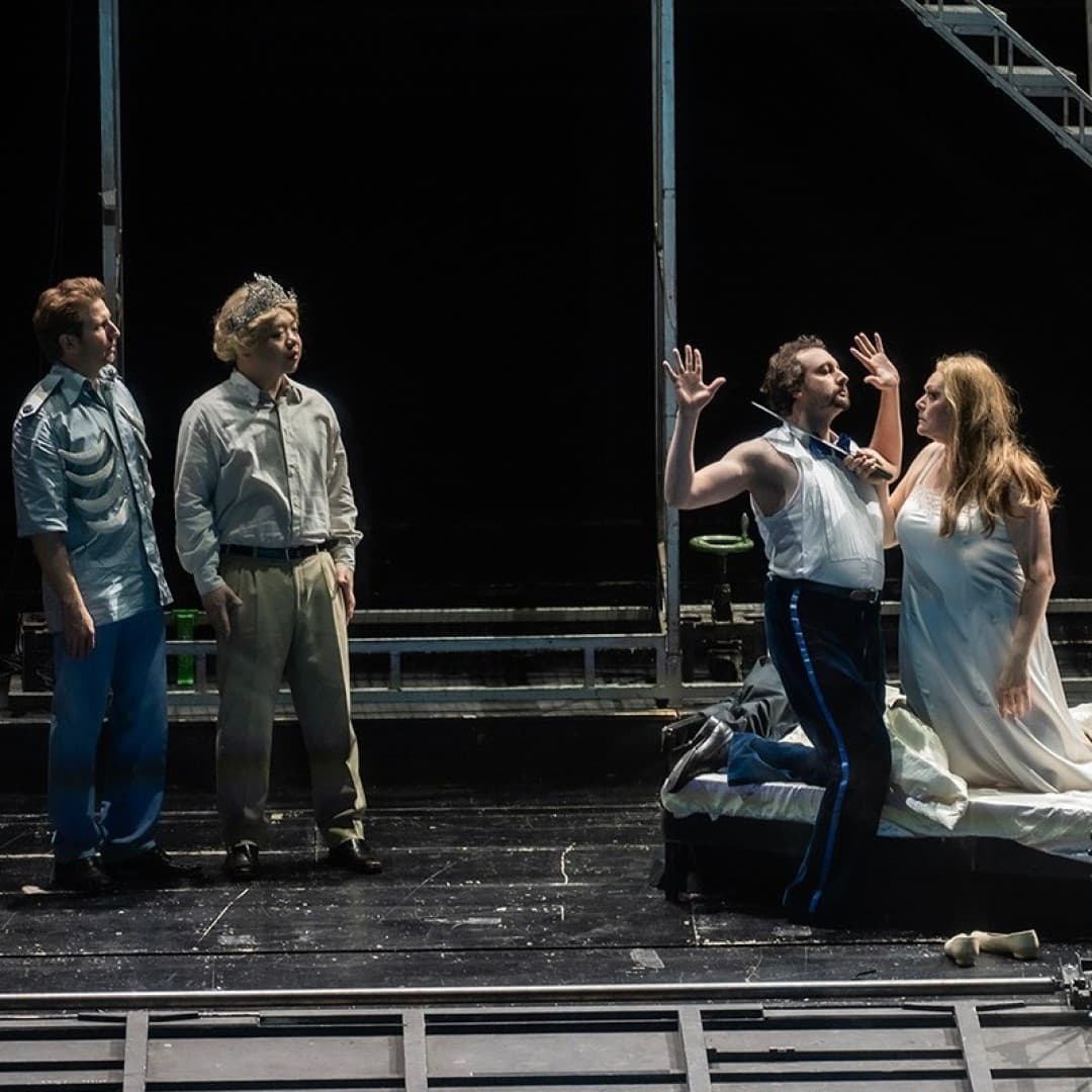 Gideon Poppe as Pang, Ya-Chung Huang as Pong, Joel Allison as Ping, Catherine Foster as Turandot
Bettina Stöß